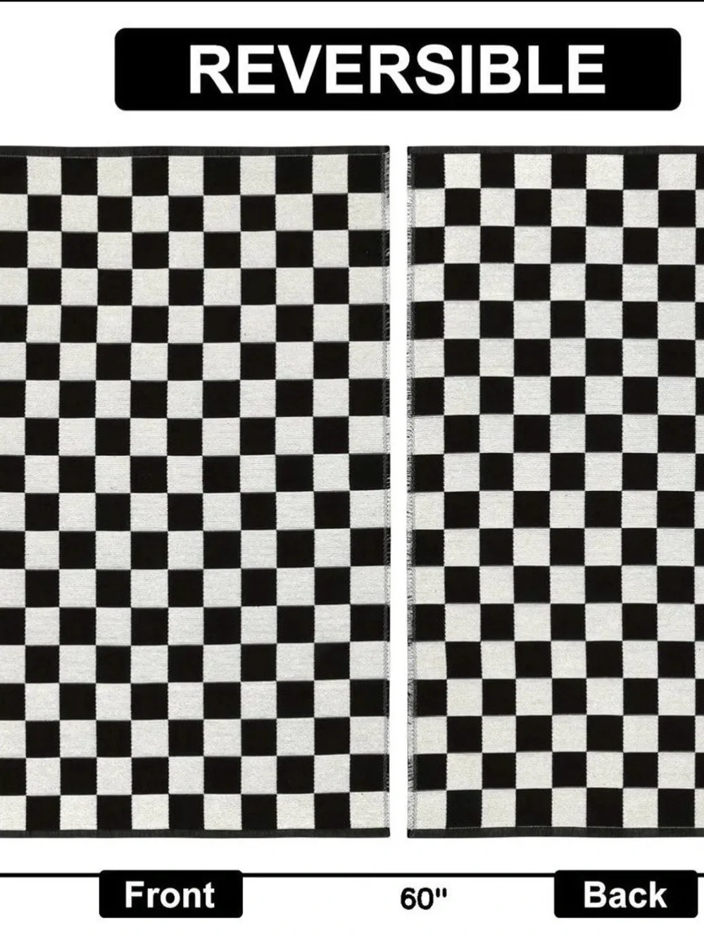 Black and White Checkered Area Rug, 3*5ft